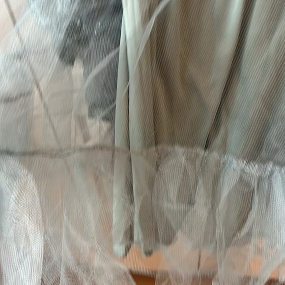 Brand new Mac Duggal dress. Seafoam bluish green, long sleeves. - Picture 4 of 16